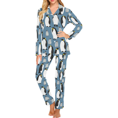 Penguin Pattern Print Design A03 Women's Long Pajama Set
