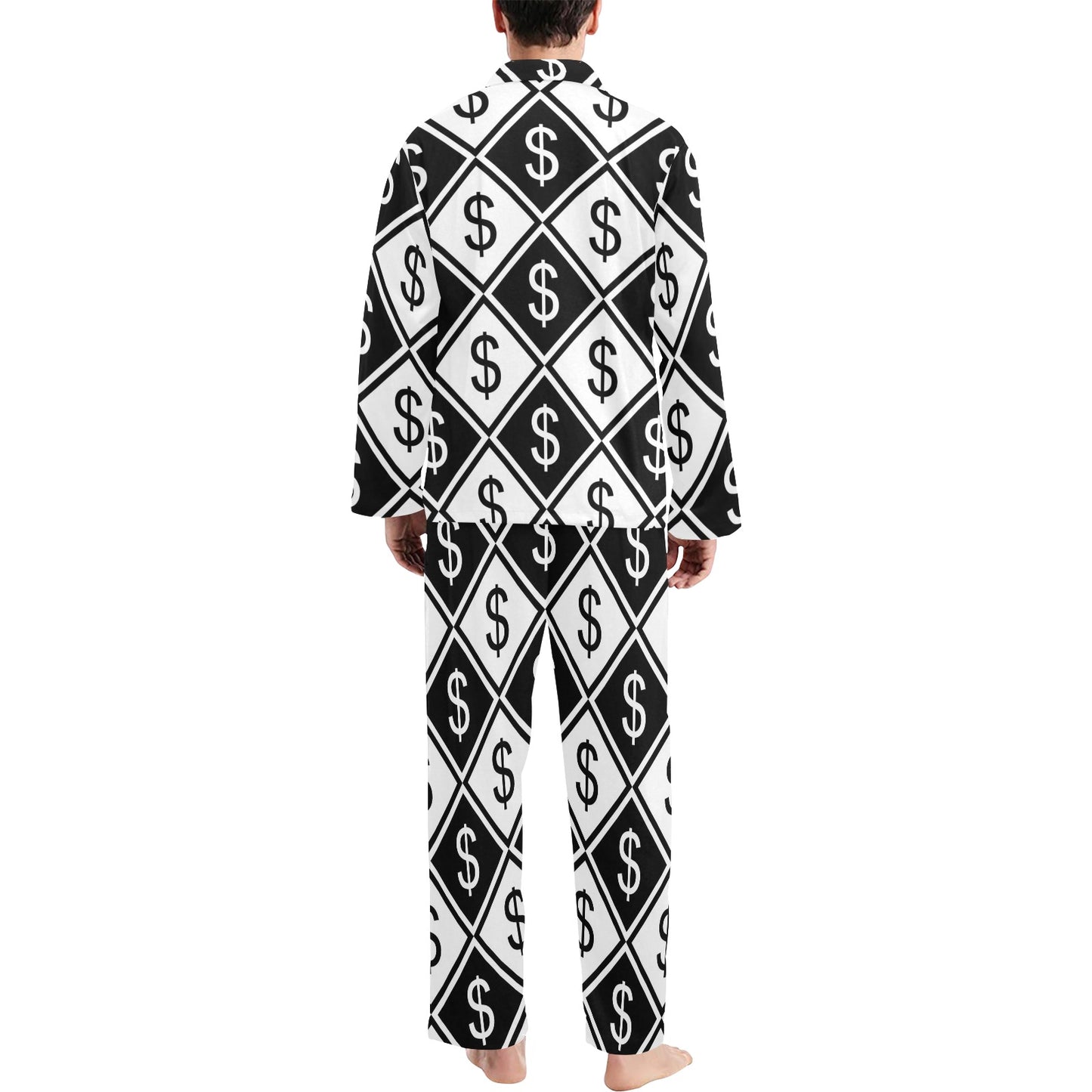 Money Pattern Print Design 04 Men's Long Pajama Set