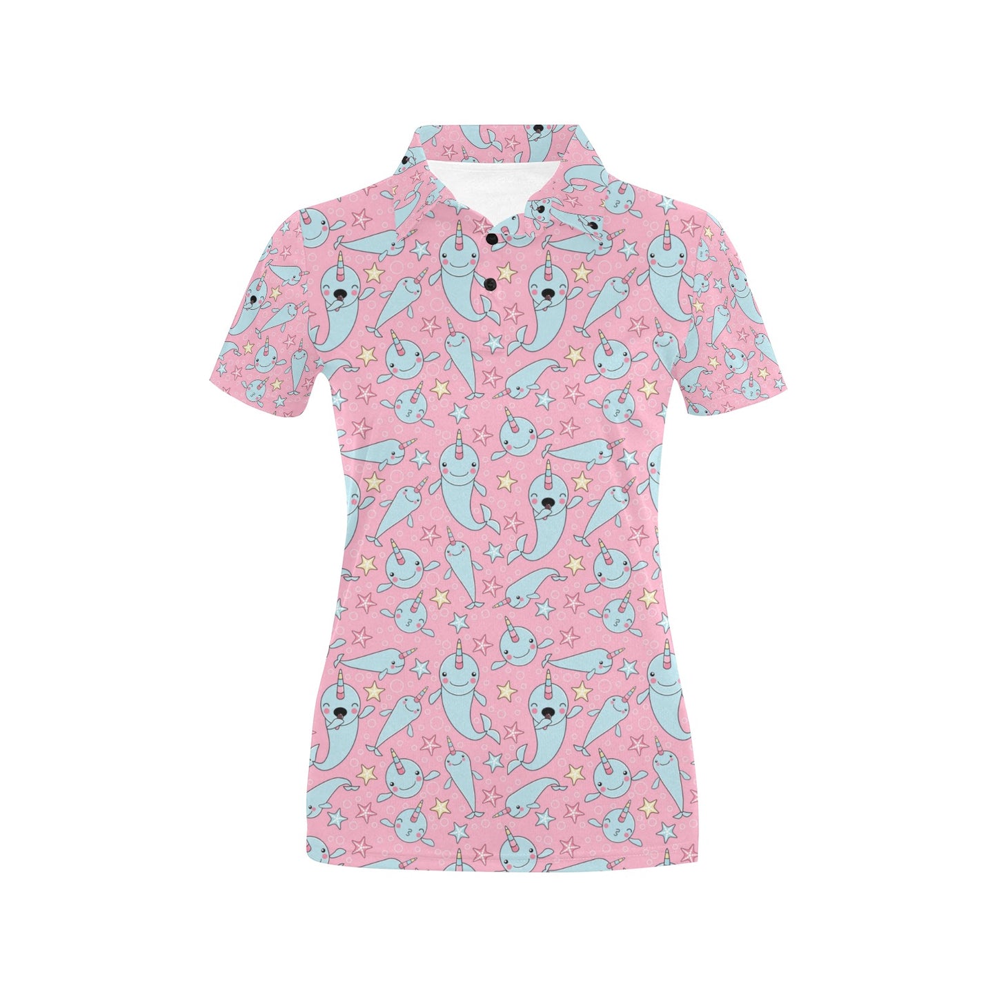 Narwhal Cartoon Cute Print Women's Polo Shirt