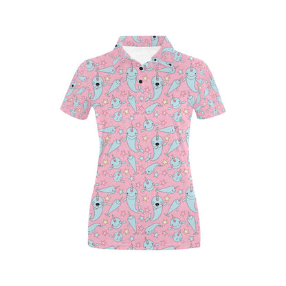 Narwhal Cartoon Cute Print Women's Polo Shirt