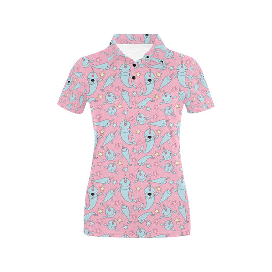 Narwhal Cartoon Cute Print Women's Polo Shirt