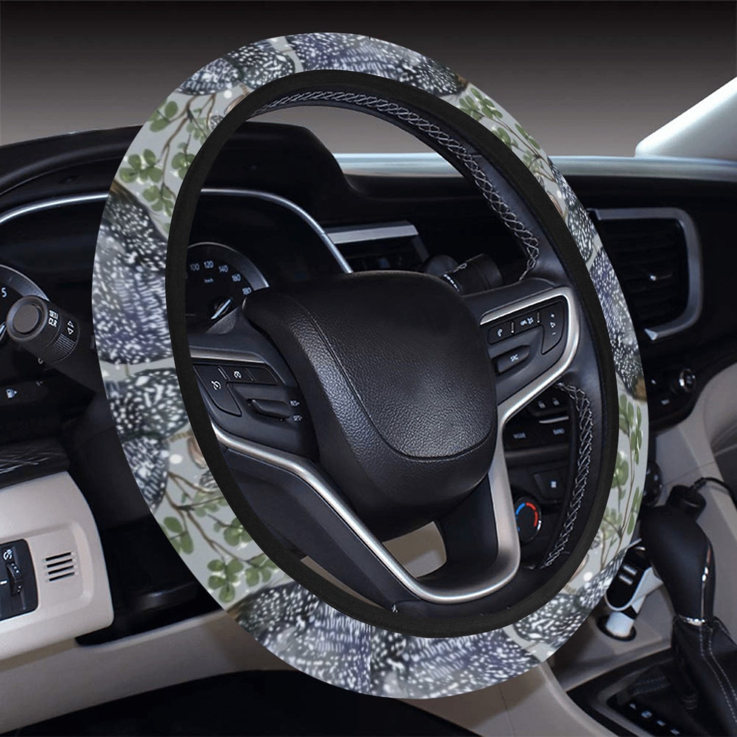 Guinea Fowl Print Design LKS402 Steering Wheel Cover with Elastic Edge