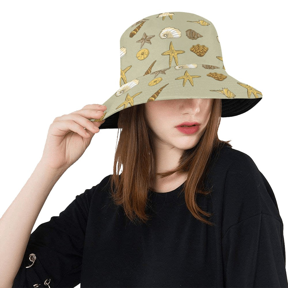 Seashell Beach Print Design LKS303 Unisex Bucket Hat