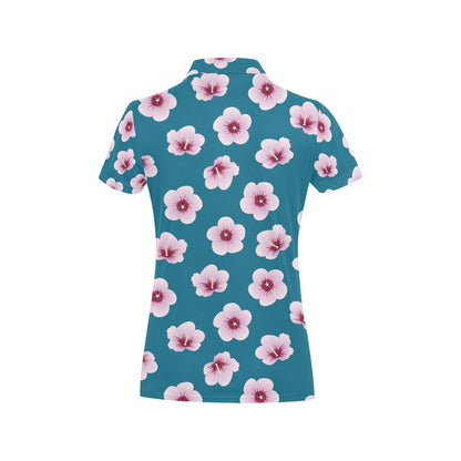 Cherry Blossom Pattern Print Design CB08 Women's Polo Shirt