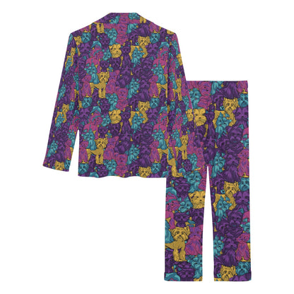 Yorkshire Terriers Print Design LKS3010 Women's Long Pajama Set