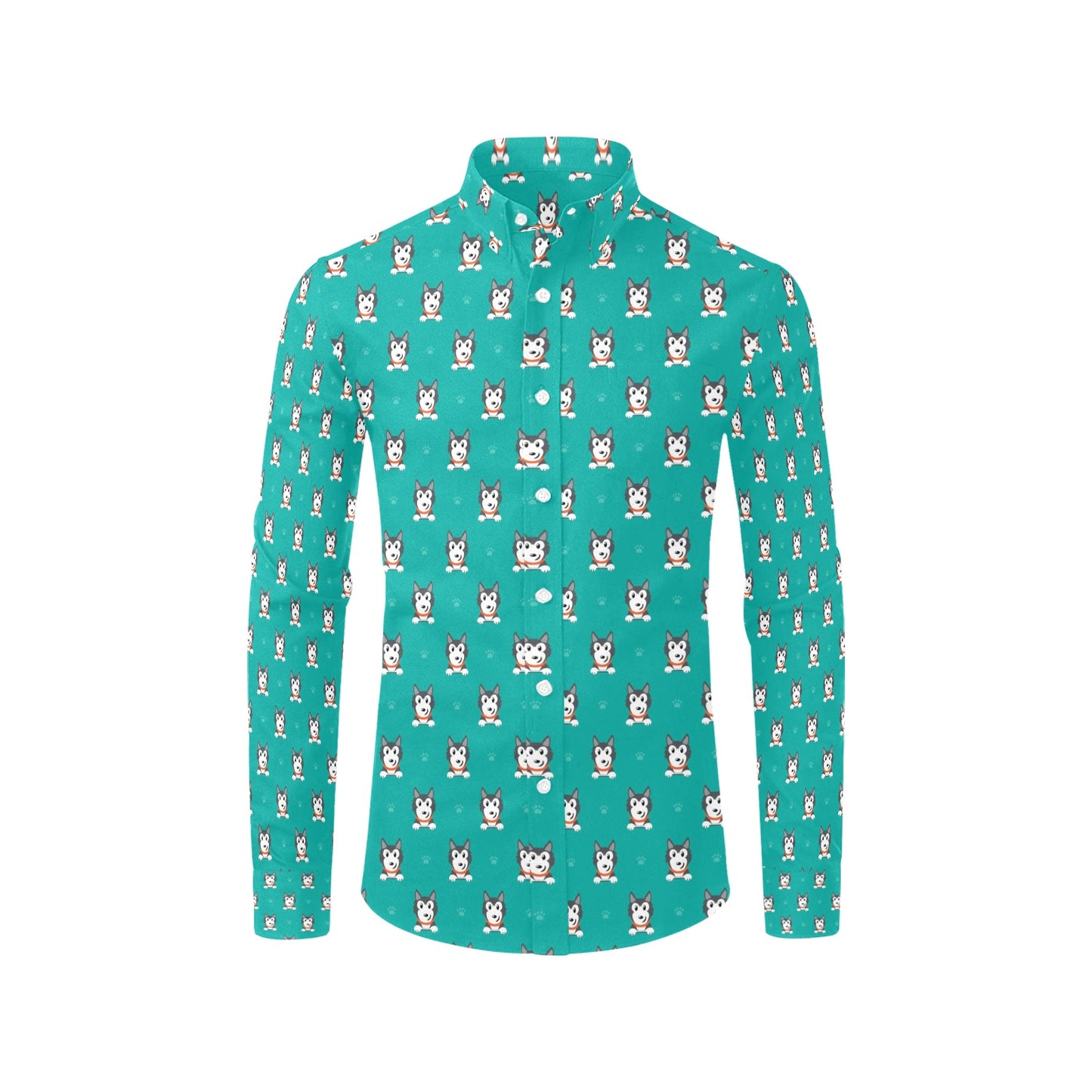 Siberian Huskies Print Design LKS304 Men's Long Sleeve Dress Shirt