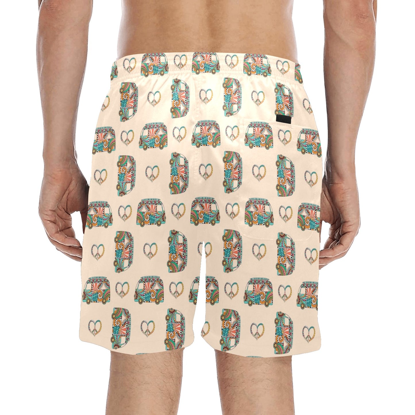 Hippie Van Peace Print Design LKS303 Men's Swim Trunks Beach Shorts