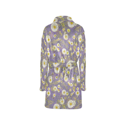 Daisy Pattern Print Design DS011 Women's Fleece Robe