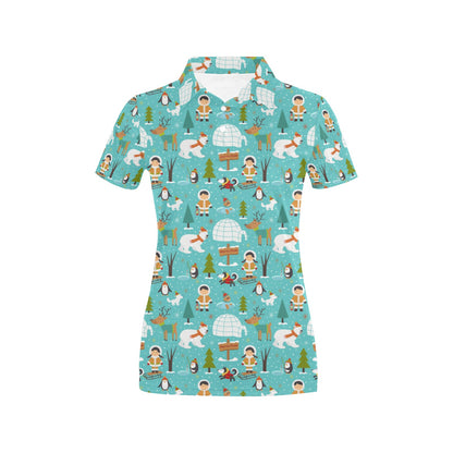 Eskimo Pattern Print Design 01 Women's Polo Shirt