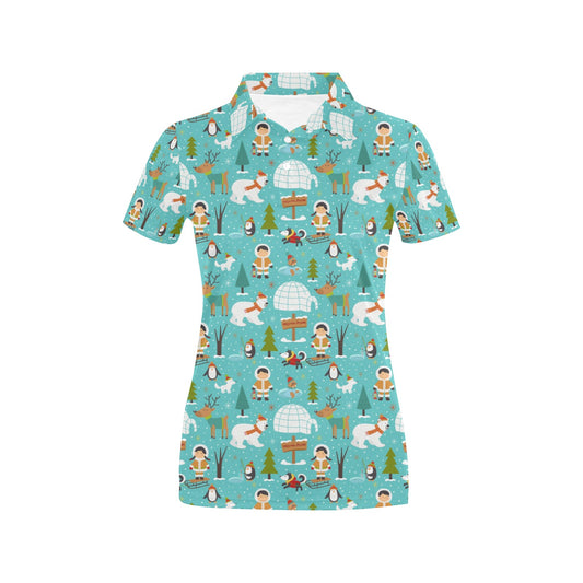 Eskimo Pattern Print Design 01 Women's Polo Shirt