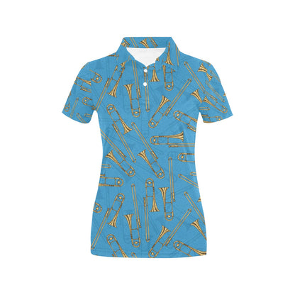 Trombone Pattern Print Design 01 Women's Polo Shirt