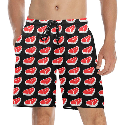 Steak Print Design LKS303 Men's Swim Trunks Beach Shorts