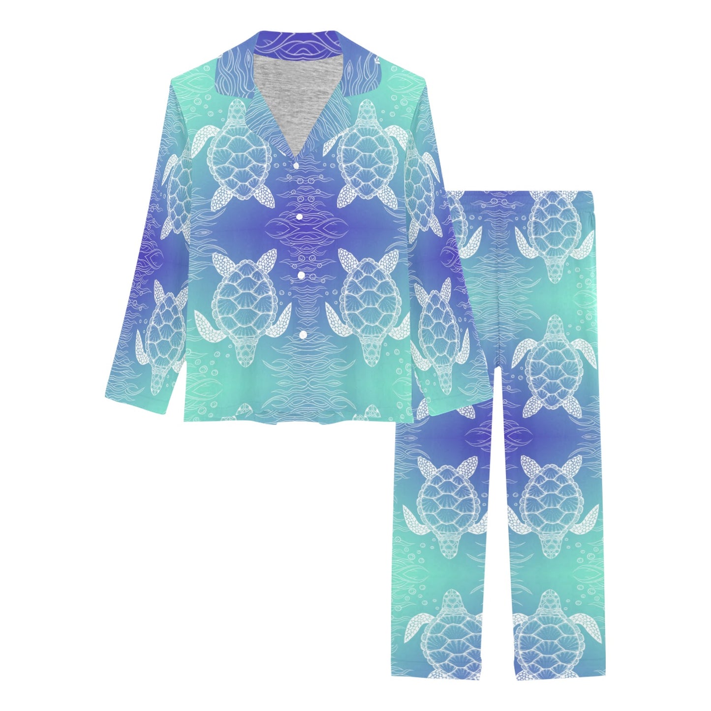 Sea Turtle Draw Women's Long Pajama Set