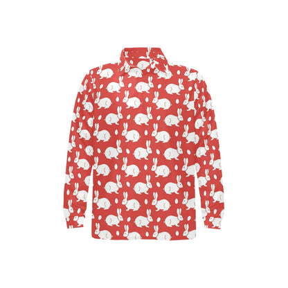 Rabbit Pattern Print Design RB017 Long Sleeve Polo Shirt For Men's