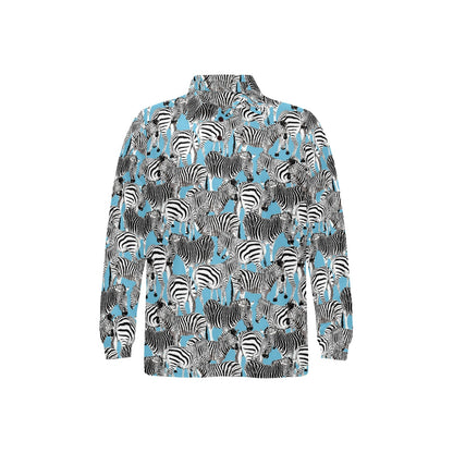 Zebra Print Design LKS305 Long Sleeve Polo Shirt For Men's