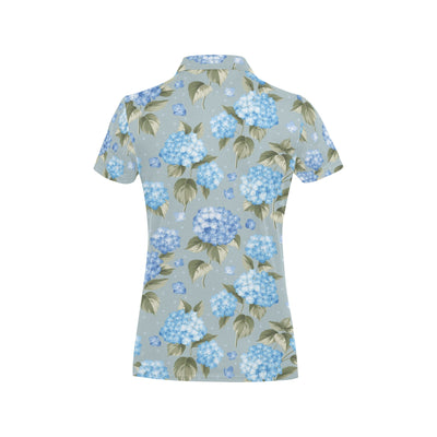 Hydrangea Pattern Print Design 01 Women's Polo Shirt