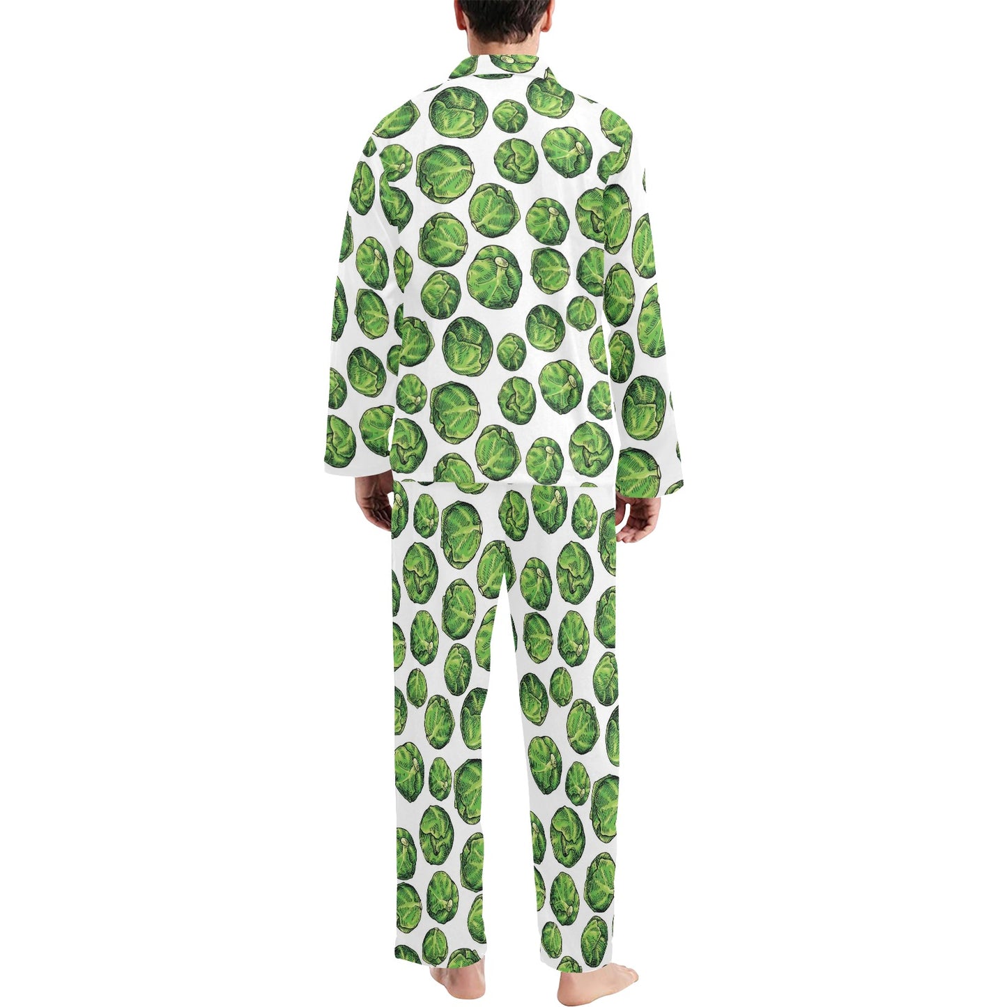 Brussels Sprouts Pattern Print Design 02 Men's Long Pajama Set