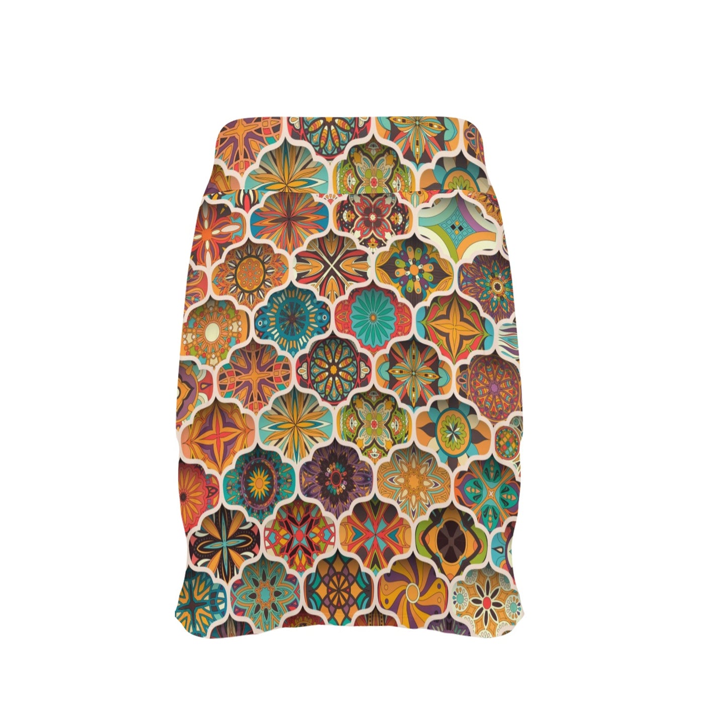Mandala Mosaic Themed Design Print 17" Golf & Pickleball Skort with Pockets
