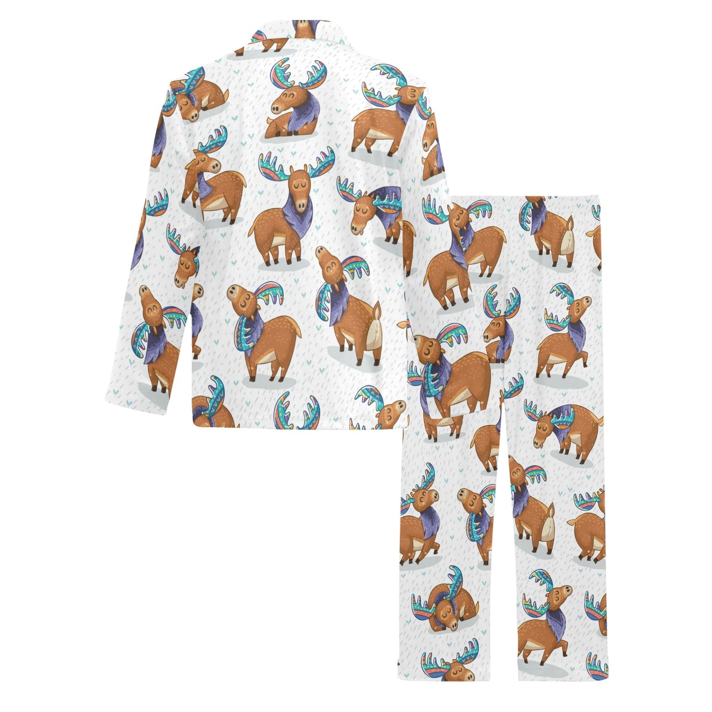 Moose Cute Pattern Print Design 01 Men's Long Pajama Set