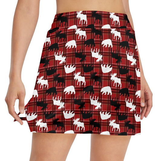 Moose Print Design LKS401 17" Golf & Pickleball Skort with Pockets