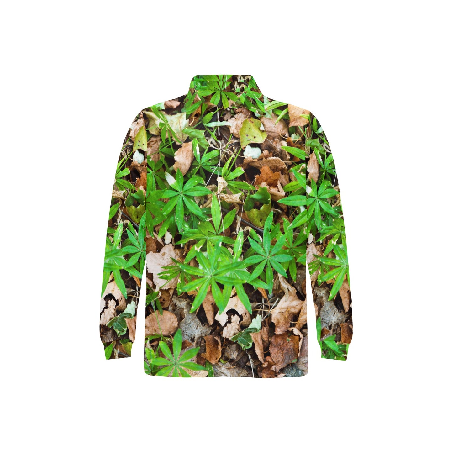 Camouflage Realistic Tree Fresh Print Long Sleeve Polo Shirt For Men's
