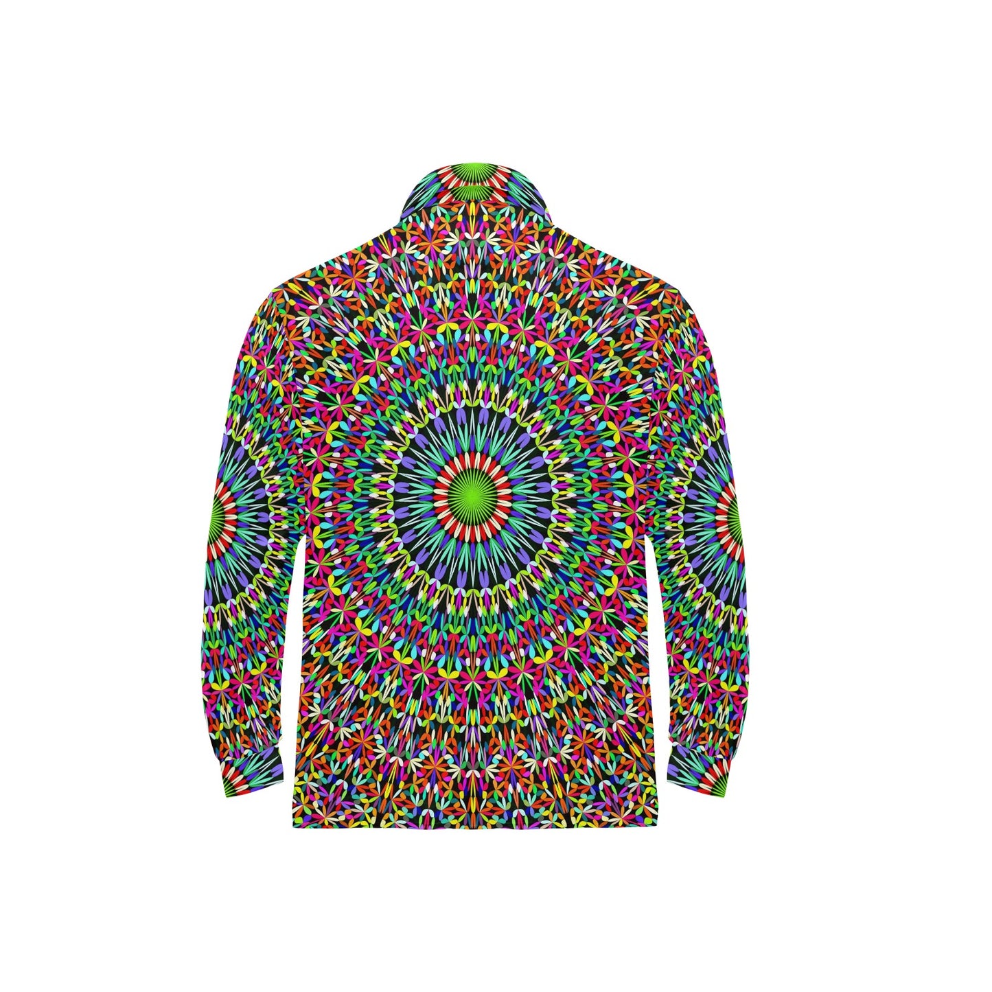 Bohemian Colorful Style Print Long Sleeve Polo Shirt For Men's