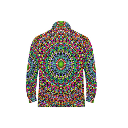 Bohemian Colorful Style Print Long Sleeve Polo Shirt For Men's