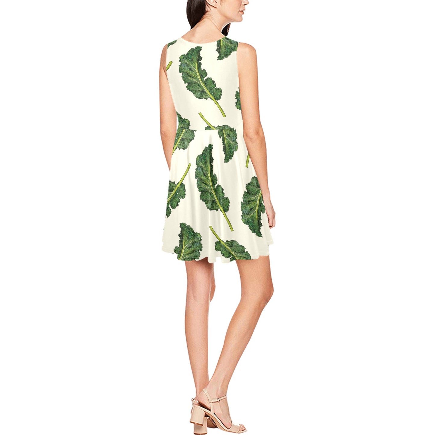 Kale Pattern Print Design 03 Sleeveless Dress