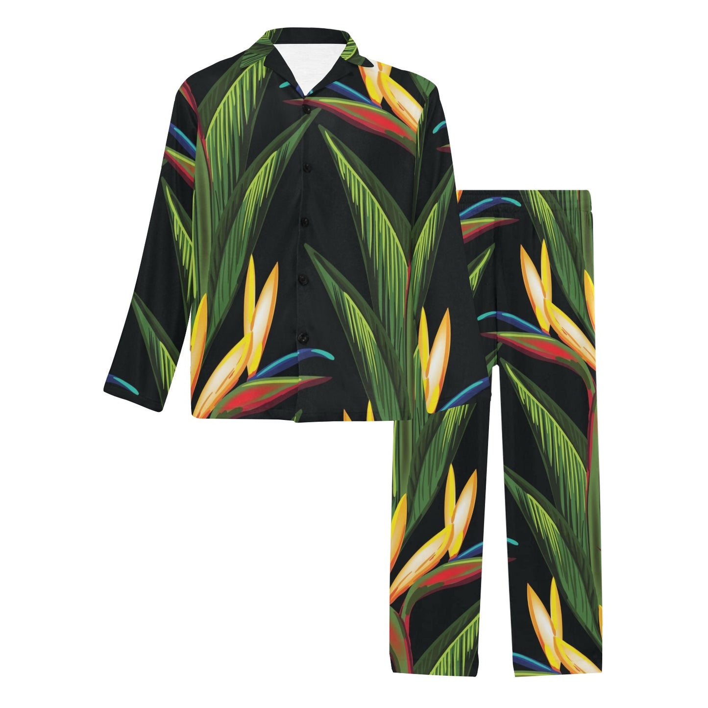 Bird Of Paradise Pattern Print Design BOP012 Men's Long Pajama Set