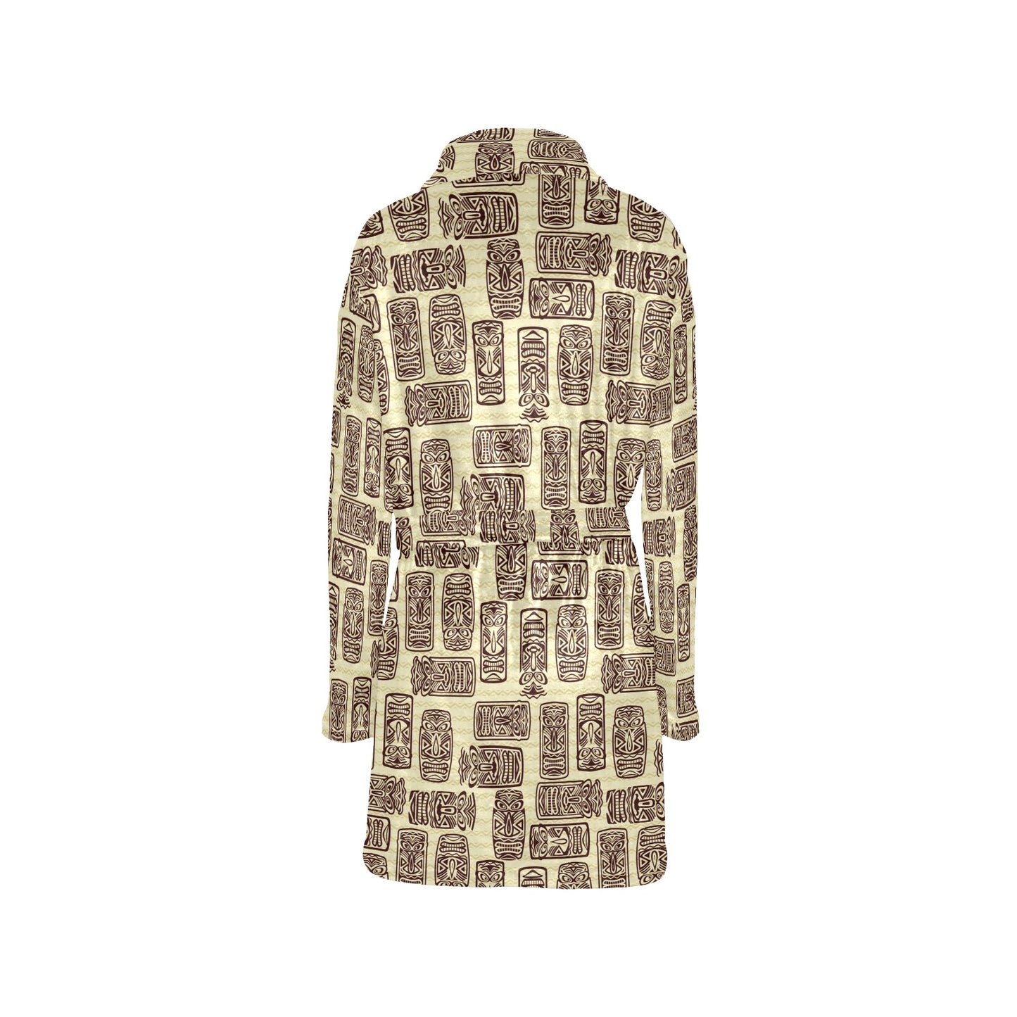 Tiki Brown Mask Print Women's Fleece Robe