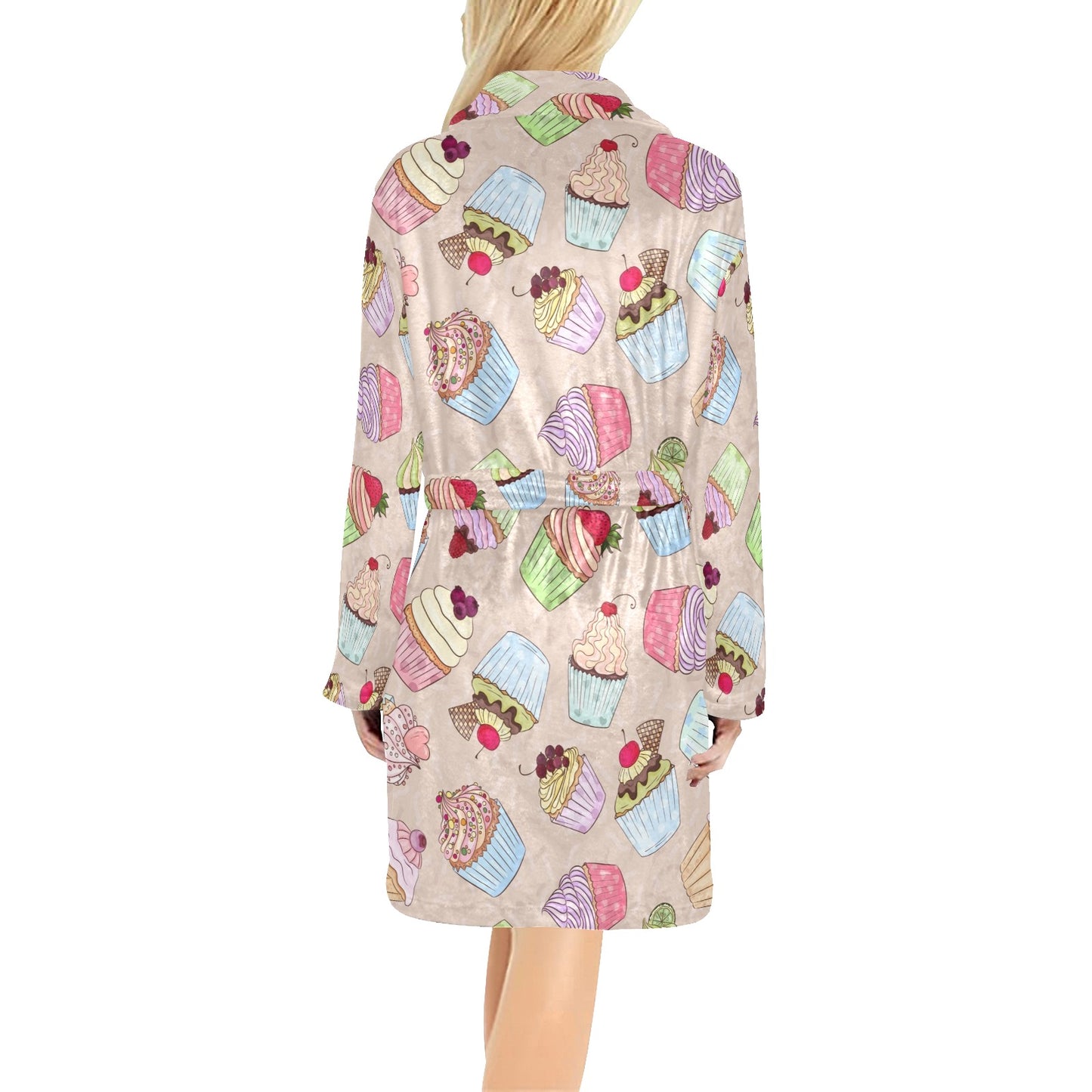 Cupcake Pattern Print Design CP06 Women's Fleece Robe