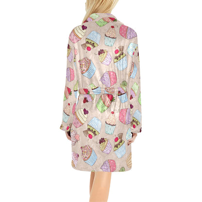 Cupcake Pattern Print Design CP06 Women's Fleece Robe