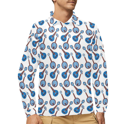 Banjo Print Design LKS401 Long Sleeve Polo Shirt For Men's