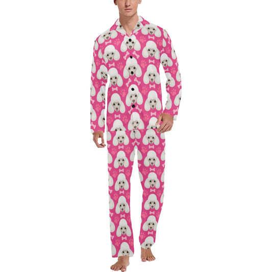 Poodle Pattern Print Design A04 Men's Long Pajama Set