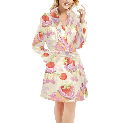 Strawberry Pink CupCake Women's Fleece Robe
