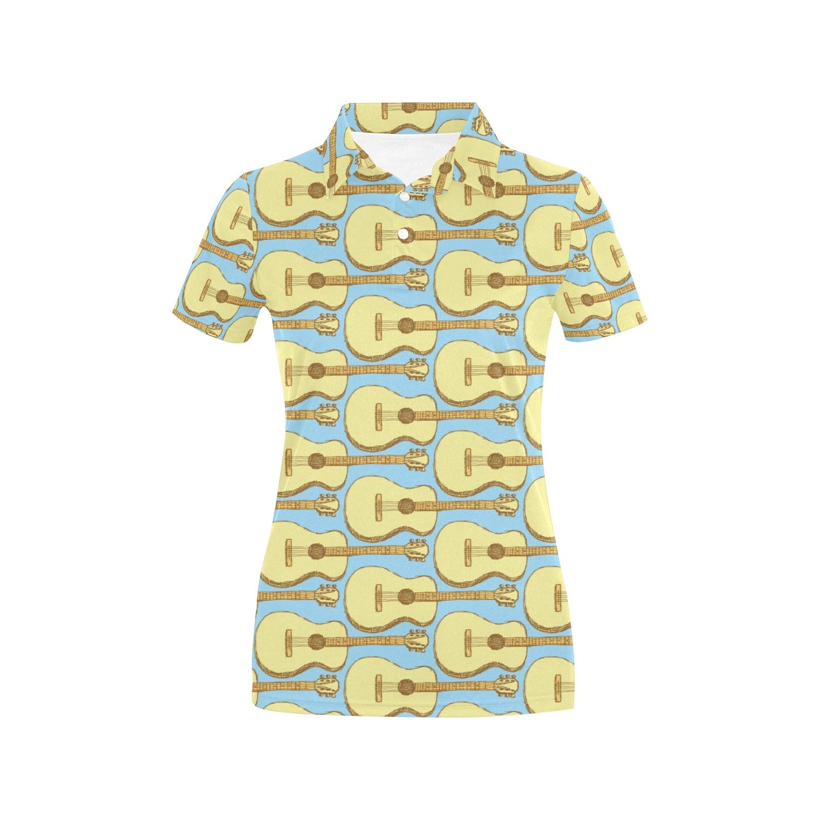 Acoustic Guitar Pattern Print Design 03 Women's Polo Shirt