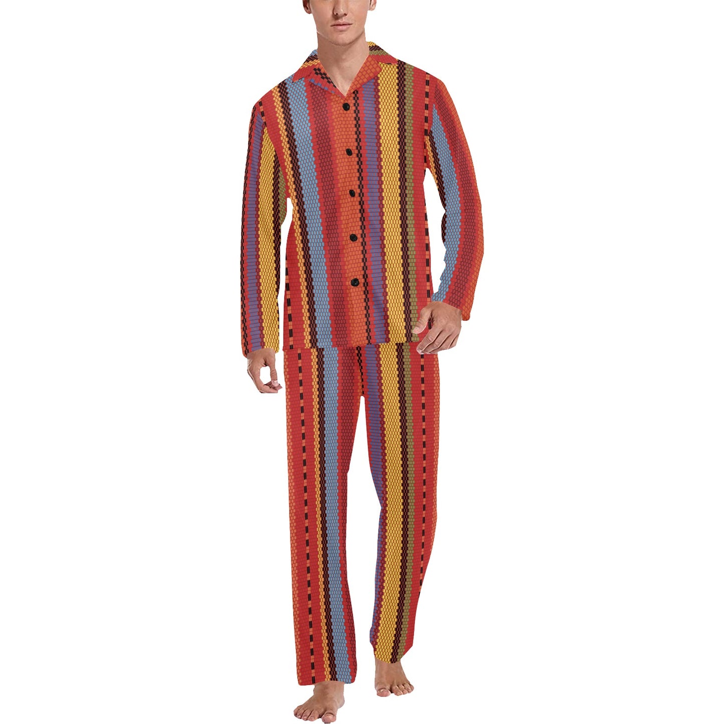 Mexican Pattern Print Design 05 Men's Long Pajama Set