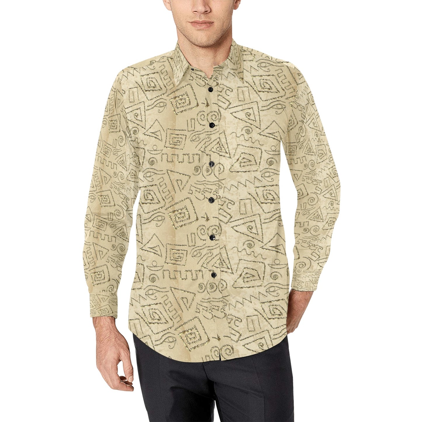 Ancient Greek Print Design LKS3013 Men's Long Sleeve Dress Shirt