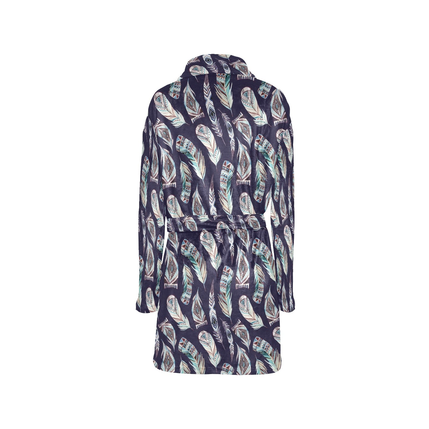 Feather Vintage Boho Design Print Women's Fleece Robe