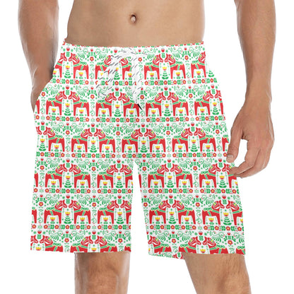 Swedish Dala Style Pattern Men's Swim Trunks Beach Shorts