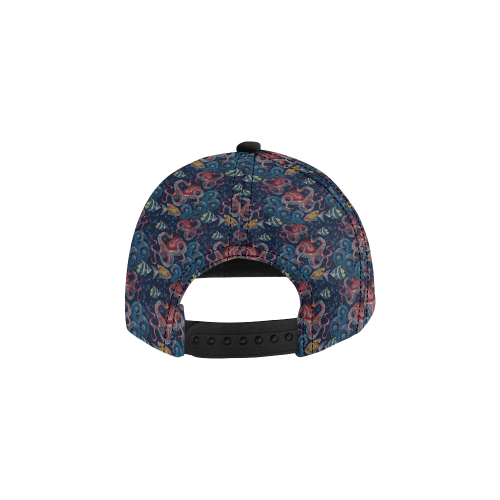 Octopus Deep Sea Print Themed Snapback Cap