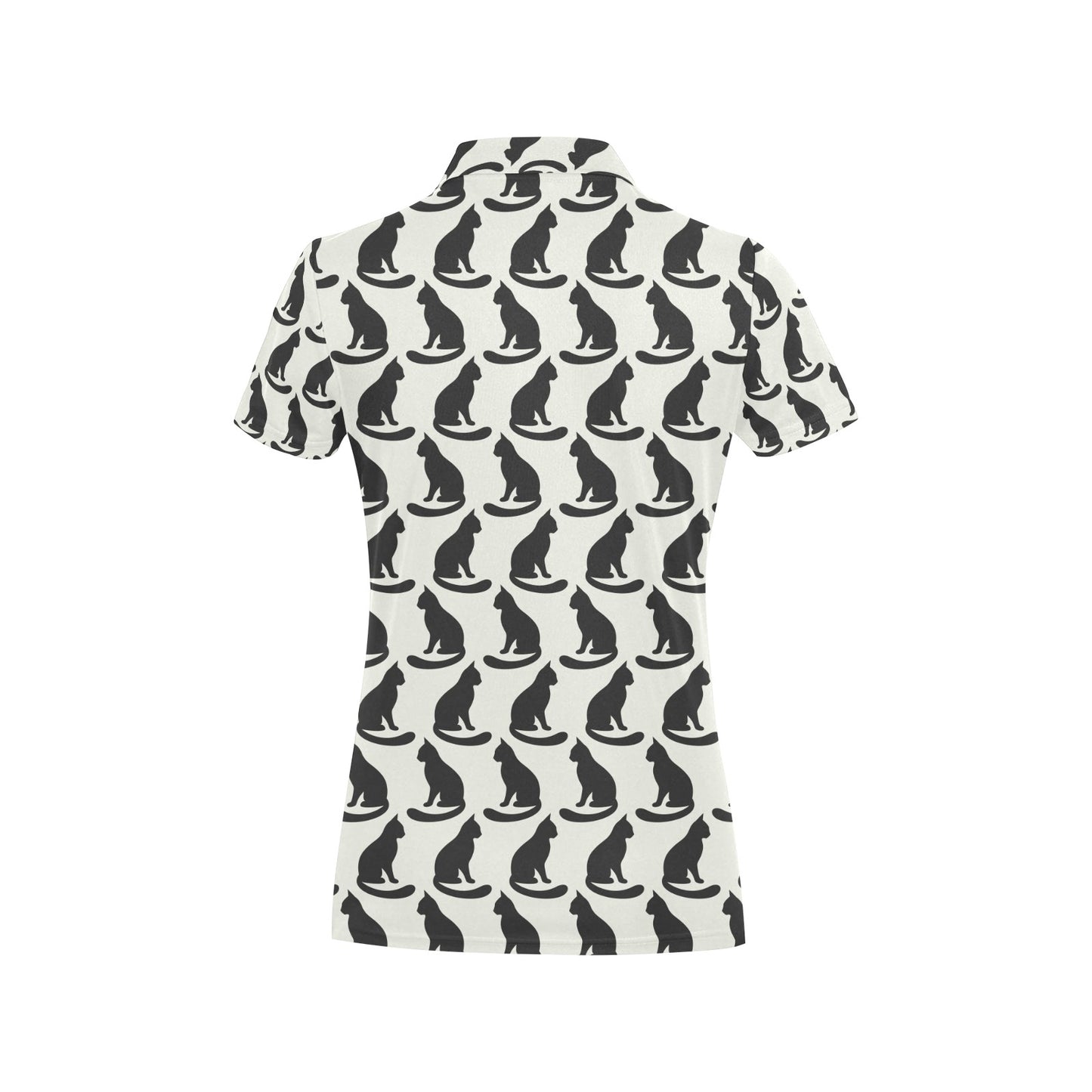 Black Cat Pattern Print Design 02 Women's Polo Shirt