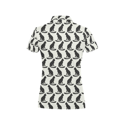 Black Cat Pattern Print Design 02 Women's Polo Shirt