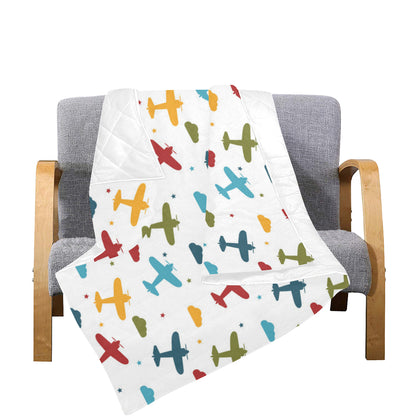 Airplane Pattern Print Design 06 Premium Quilt