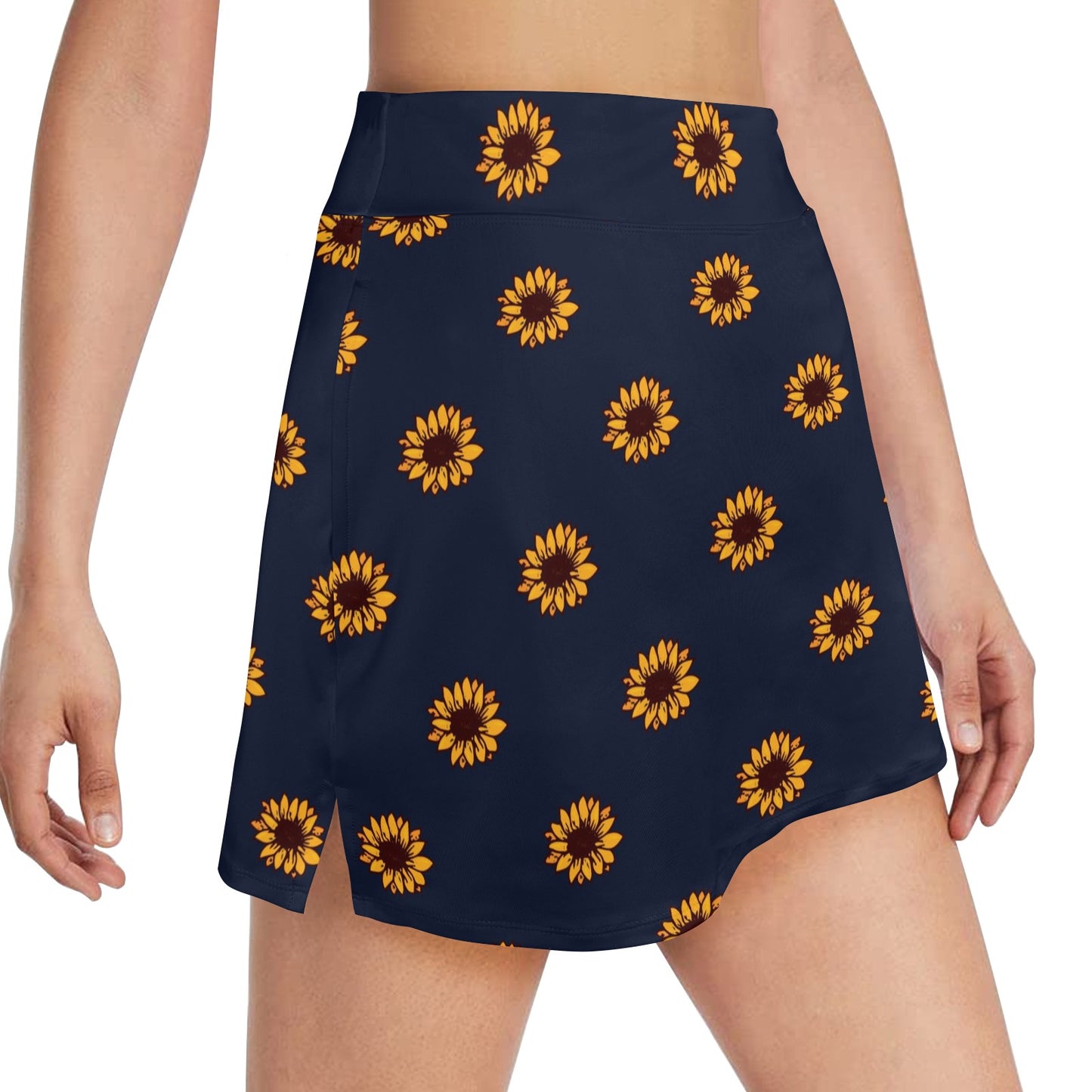 Sunflower Print Design LKS304 17" Golf & Pickleball Skort with Pockets