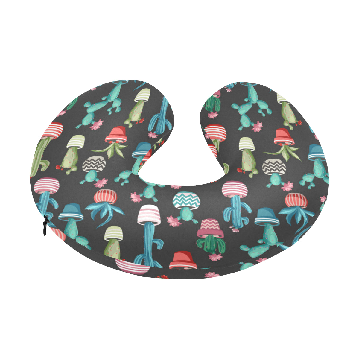 Cactus Pattern Print Design 02 U-Shaped Travel Neck Pillow