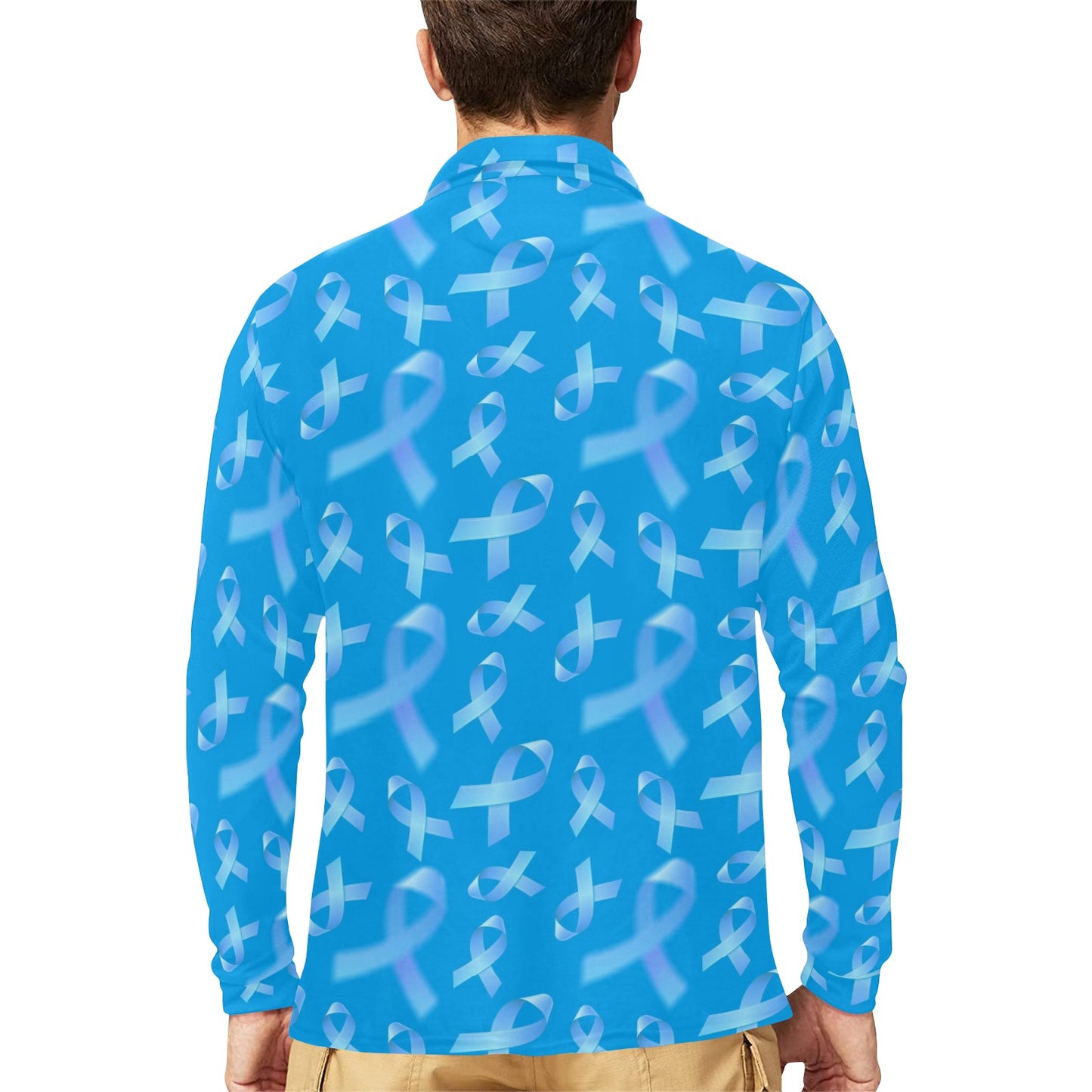 Prostate cancer Pattern Print Design A01 Long Sleeve Polo Shirt For Men's