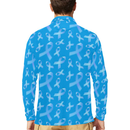 Prostate cancer Pattern Print Design A01 Long Sleeve Polo Shirt For Men's