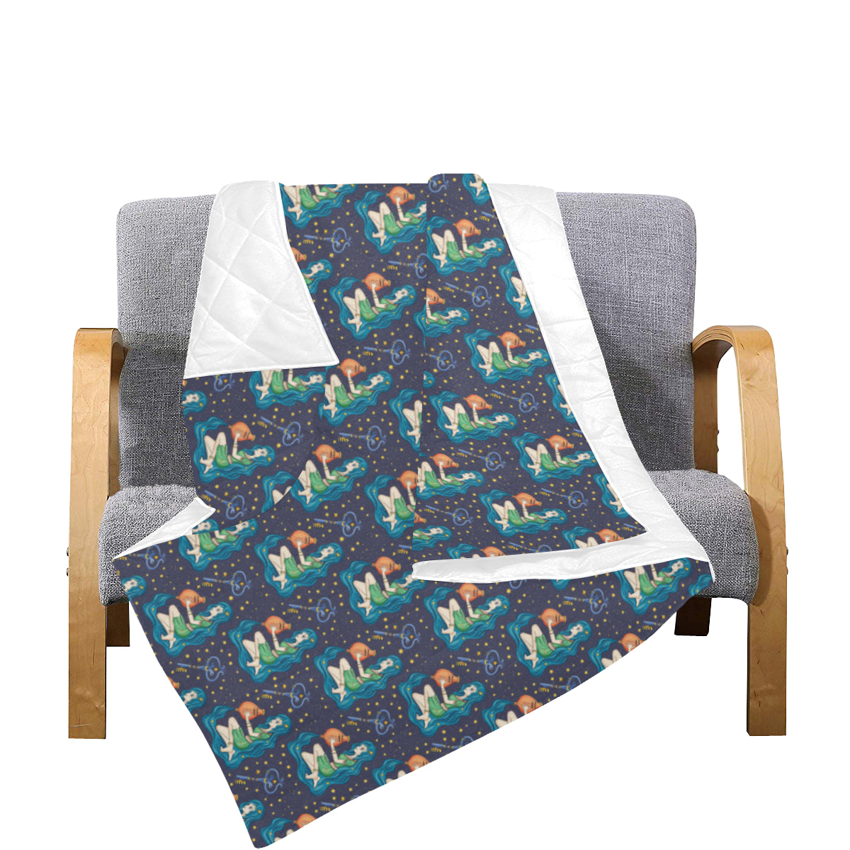 Aquarius Zodiac Pattern Print Design 03 Premium Quilt