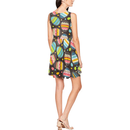 Easter Eggs Pattern Print Design RB03 Sleeveless Dress